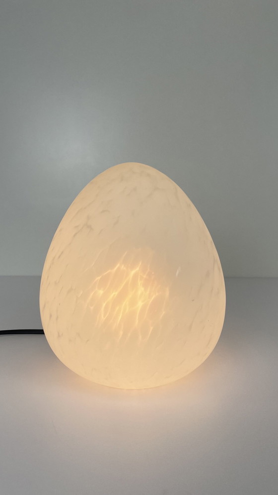 Image 1 of Vintage W.L.P. Egg Table Lamp Marbled Glass White