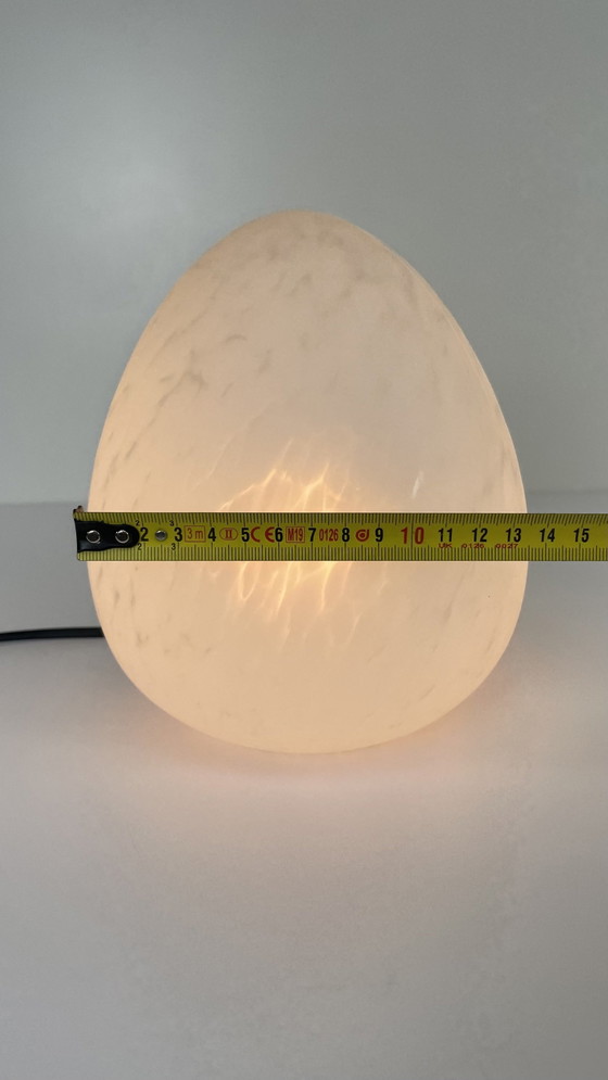 Image 1 of Vintage W.L.P. Egg Table Lamp Marbled Glass White