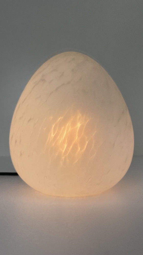 Image 1 of Vintage W.L.P. Egg Table Lamp Marbled Glass White