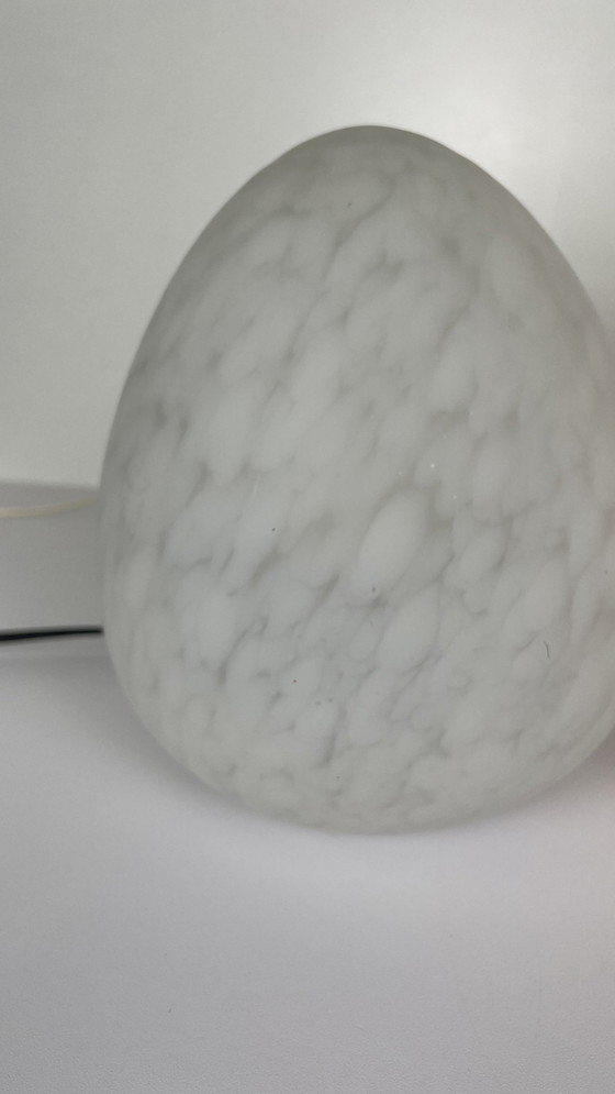 Image 1 of Vintage W.L.P. Egg Table Lamp Marbled Glass White