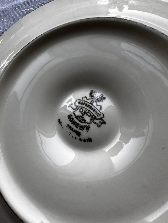 Image 1 of Set Of 6 Handpainted Oyster Plates Longwy ‘Copenhague’