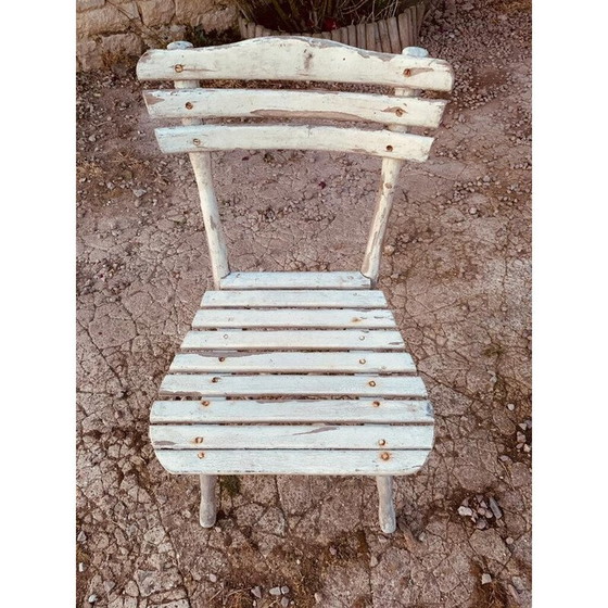 Image 1 of Set di 4 sedie da giardino in legno vintage e 1 sedia, 1960