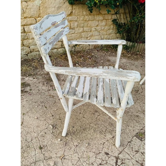 Image 1 of Set di 4 sedie da giardino in legno vintage e 1 sedia, 1960