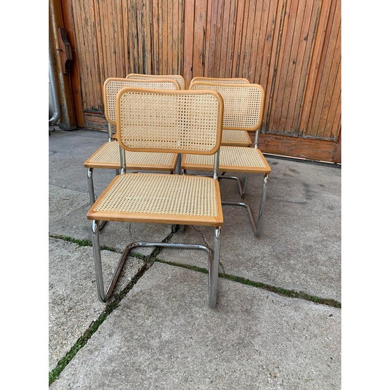 Image 1 of Conjunto de cinco sillas italianas B32 Cesca de mediados de siglo de Marcel Breuer, década de 1970