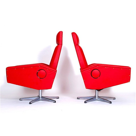 Image 1 of Pair of Red Adjustable Armchairs - 1970s