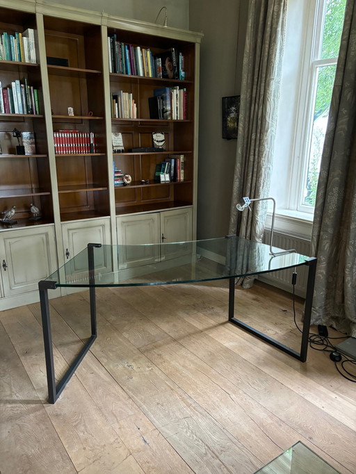 Glass Writing Table By Peter Ghyczy In Perfect Condition.