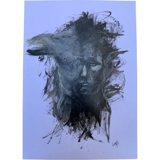 Pintura vintage "Cara 2" de Lemmy Gonthier, 2014