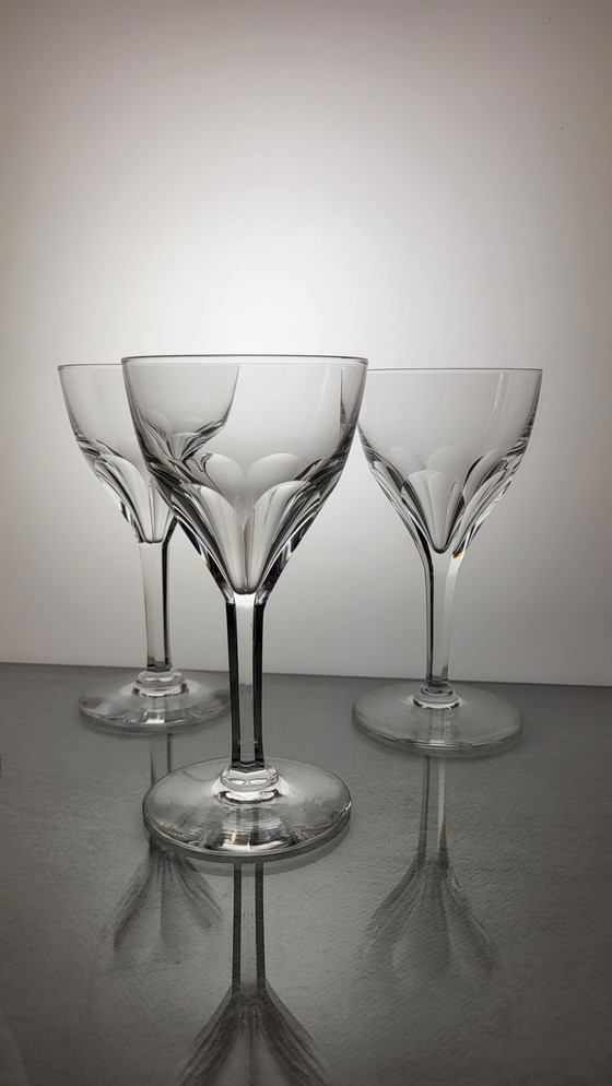 Image 1 of 6 Val Saint Lambert Crystal Wine Glasses Nestor Model