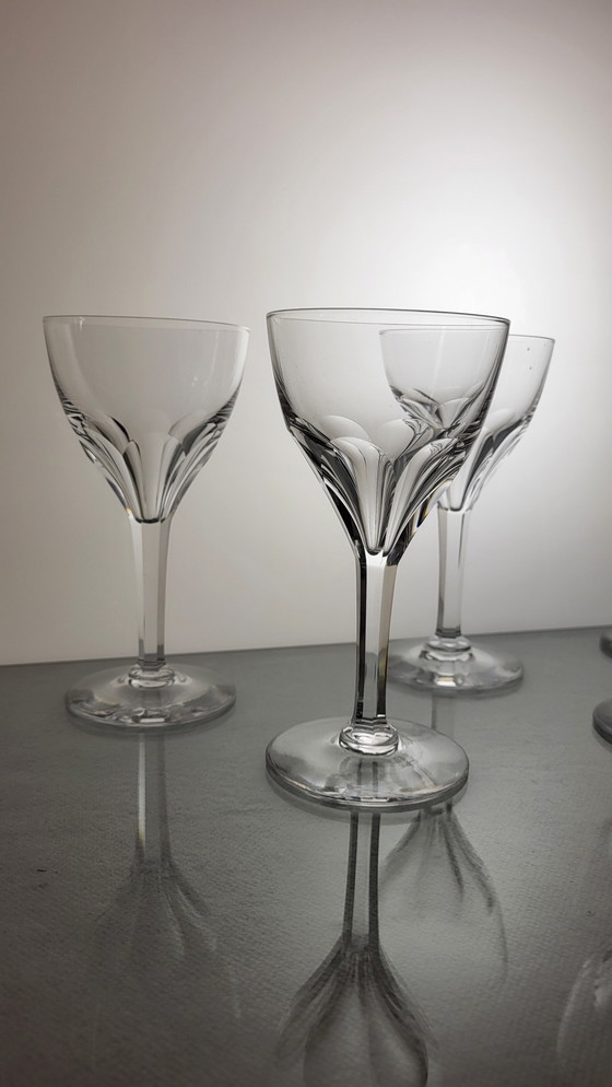 Image 1 of 6 Val Saint Lambert Crystal Wine Glasses Nestor Model