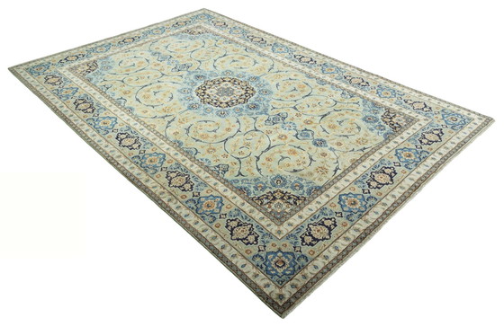 Image 1 of Hand-knotted Kashan Cork Rug - Pistachio Green - 388 X 261 Cm