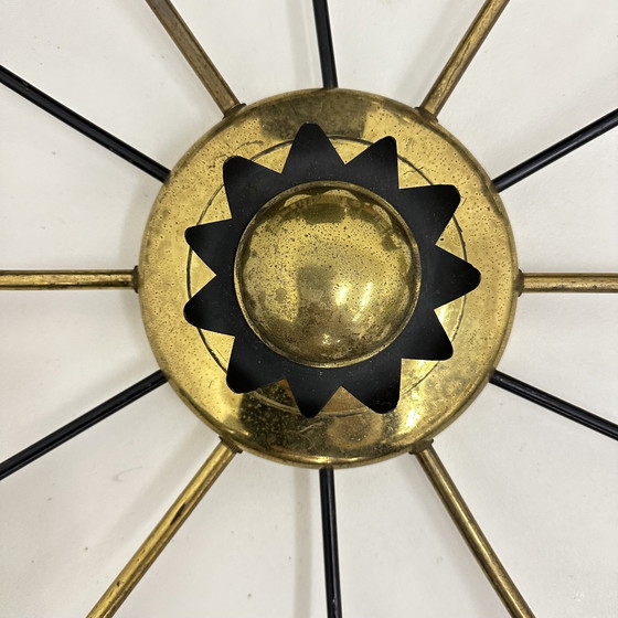 Image 1 of Mid Century Modern Spider Brass  Ceiling Lamp 1950S 