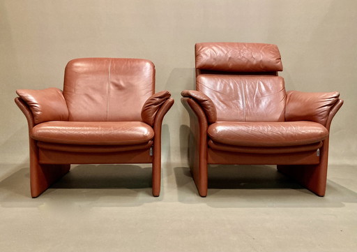 Pair of "Erpo" Leather Design Armchairs