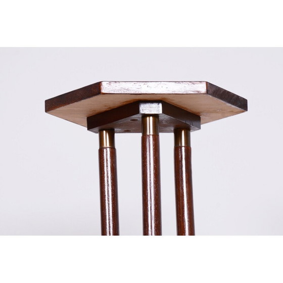 Image 1 of Vintage Art Deco oak pedestal, Czechoslovakia 1920