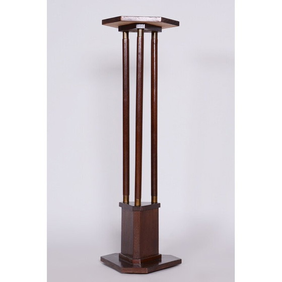 Image 1 of Vintage Art Deco oak pedestal, Czechoslovakia 1920