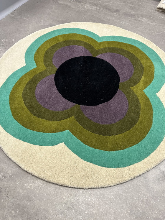 Image 1 of Wool rug B&C Orla Kiely Sunflower Olive 150 x 150cm