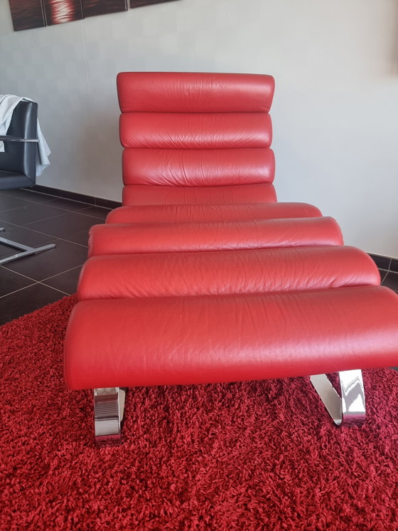 Image 1 of Sinus 25100 Leather Red 227 + Sinus Footstool