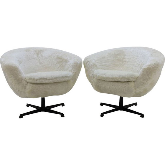 Image 1 of Set of 2 vintage white swivel chairs