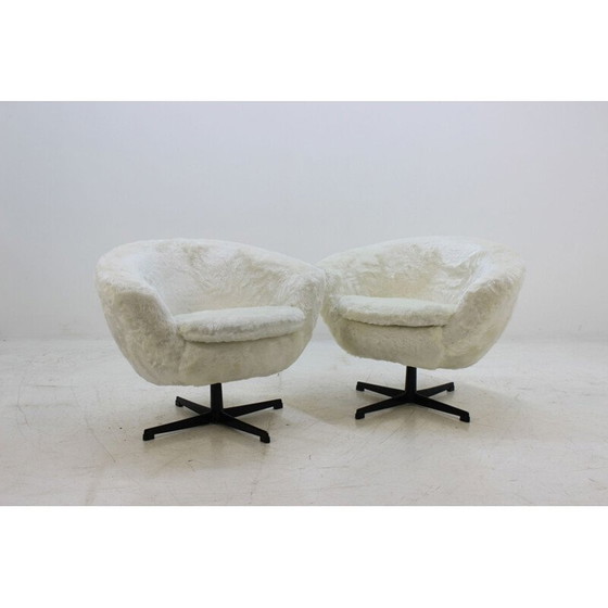 Image 1 of Set of 2 vintage white swivel chairs