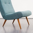 Fauteuil vintage des années 50 avec repose-pieds, restauré