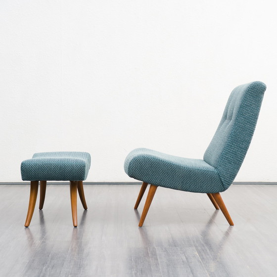 Image 1 of 1950s Vintage Armchairs with footstool, restored