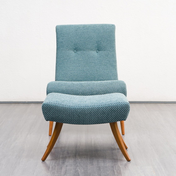 Image 1 of 1950s Vintage Armchairs with footstool, restored