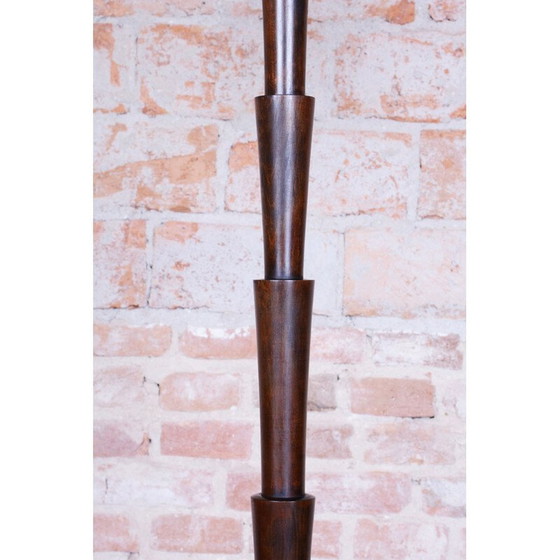 Image 1 of Vintage Art Deco floor lamp in beech and chrome steel, Czechoslovakia 1920