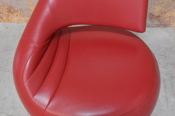 Image 1 of Leolux Gisa Red Leather Design Swivel Armchair