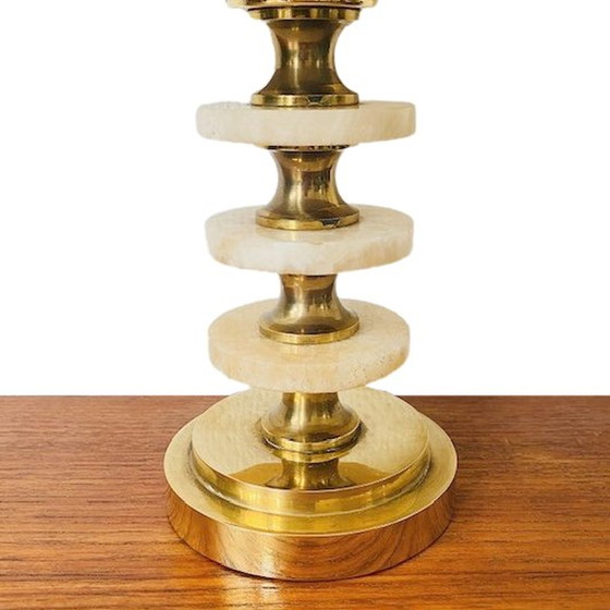 Image 1 of Hollywood Regency table lamp brass and marble gold