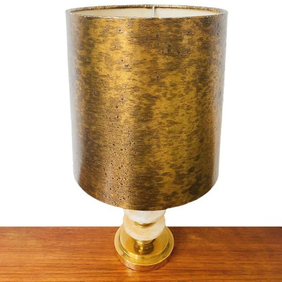 Image 1 of Hollywood Regency table lamp brass and marble gold