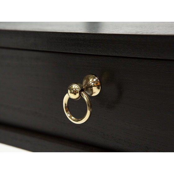 Image 1 of Coppia di comodini vintage in rovere tinto nero e ottone, 1970