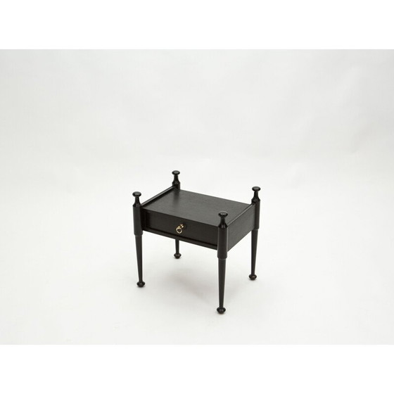 Image 1 of Coppia di comodini vintage in rovere tinto nero e ottone, 1970