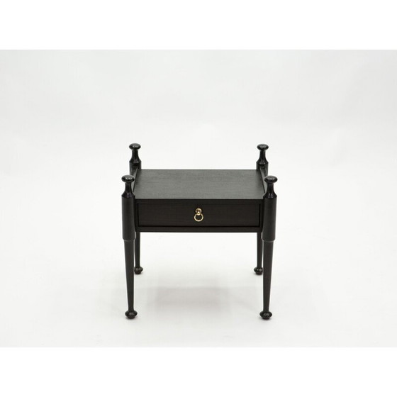 Image 1 of Coppia di comodini vintage in rovere tinto nero e ottone, 1970