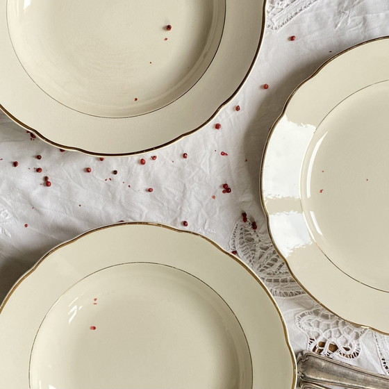 Image 1 of Set di 3 piatti da portata in terracotta antica Villeroy &amp; Boch in beige e oro