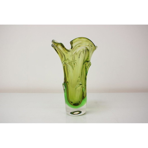 Vintage glass vase by Josef Hospodka, Czechoslovakia 1960