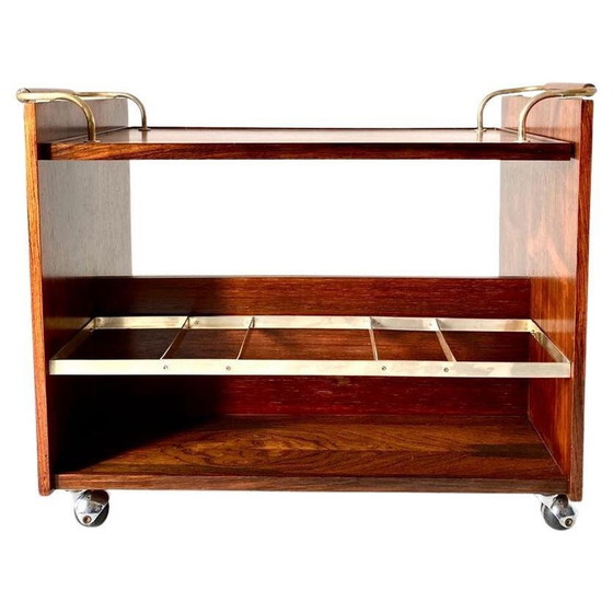 Image 1 of 1X Midentury Modern Wood Rolling Bar Cart, Italy 1960S