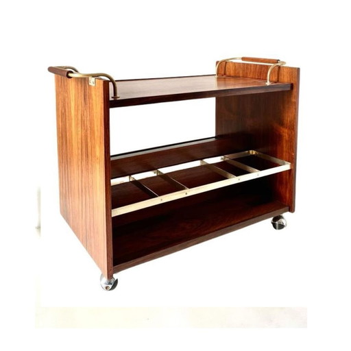 1X Midentury Modern Wood Rolling Bar Cart, Italy 1960S