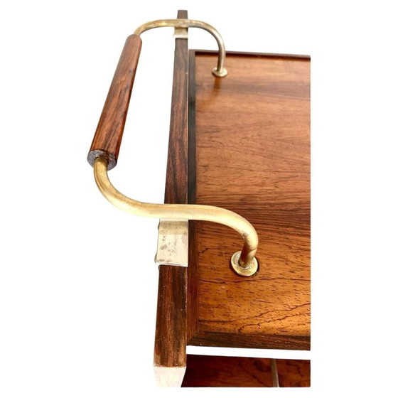 Image 1 of 1X Midentury Modern Wood Rolling Bar Cart, Italy 1960S