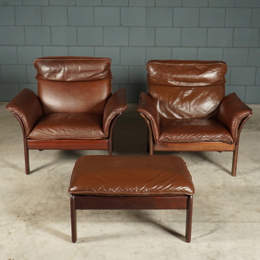 Vintage Armchairs 'Scala' With Hocker - Dreipunkt International - 1980s