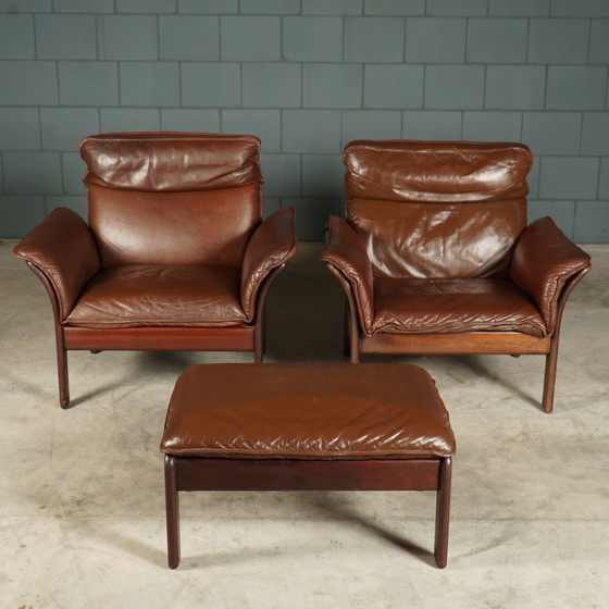 Image 1 of Poltrone vintage 'Scala' con sgabello – Dreipunkt International – anni '80