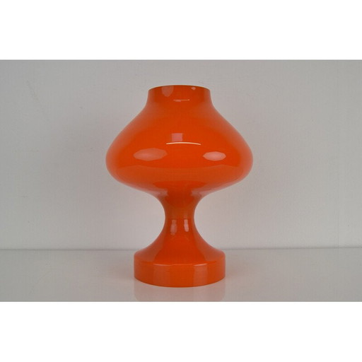 Vintage all glass orange table lamp by Valasske Mezirici, Czechoslovakia 1970s