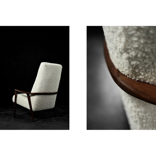 Vintage armchair in white teak wood for Bröderna Anderssons, Sweden 1960