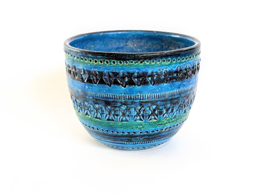 Bitossi Planter Rimini Blu | Midcentury Ceramic Aldo Londi | Italy 1960'S