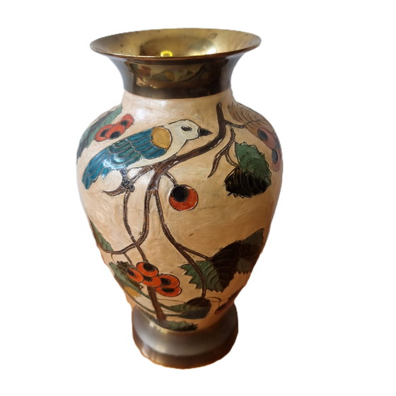 Image 1 of Brass enameled vase