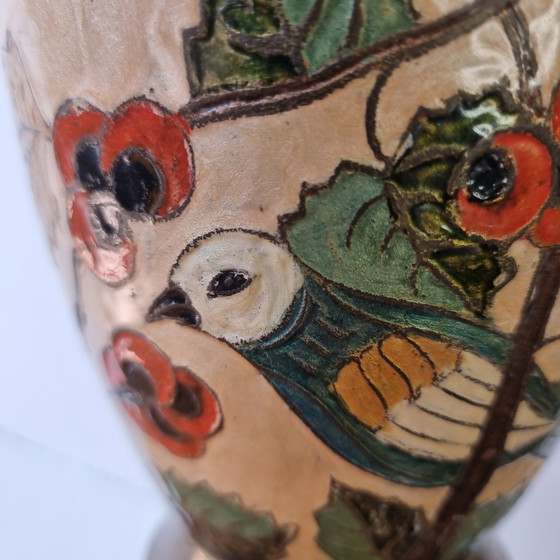 Image 1 of Vase en laiton émaillé