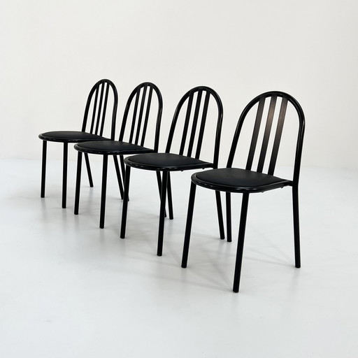 Set Of 4 Black Seating No.222 Chairs By Robert Mallet-Stevens For Pallucco Italia, 1980S