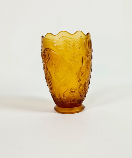 Josef Inwald - Barolac - "Koi carp" - pressed glass vase - satin glass - model "Poison" - 1930's