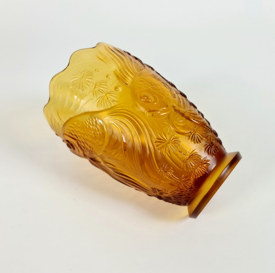 Image 1 of Josef Inwald - Barolac - "Koi carp" - pressed glass vase - satin glass - model "Poison" - 1930's