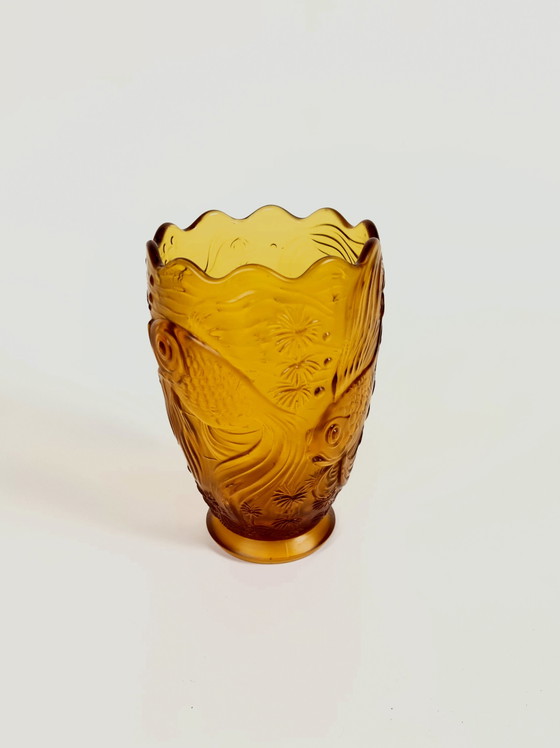 Image 1 of Josef Inwald - Barolac - "Koi carp" - pressed glass vase - satin glass - model "Poison" - 1930's