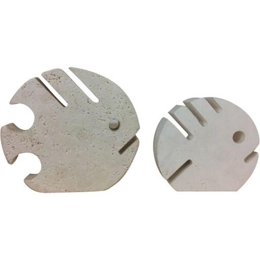 Pair of vintage travertine fishes by Fratelli Mannelli, 1970