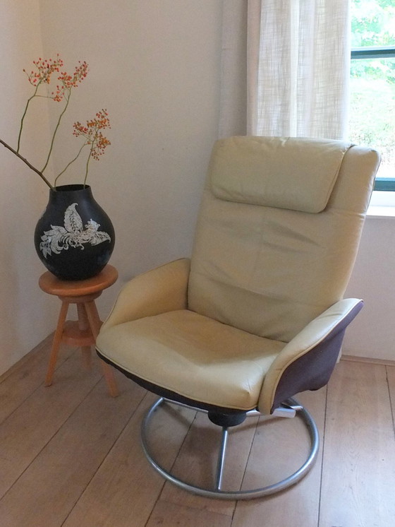 Image 1 of Ikea Malung Leather Swivel Armchair